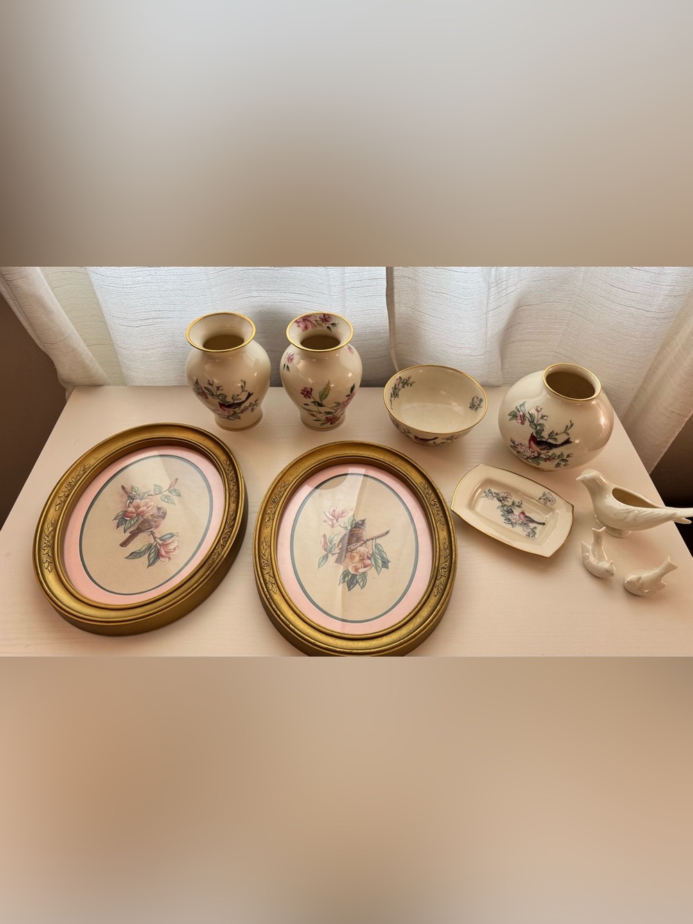 Lenox Bird Dishes and Homco Pictures